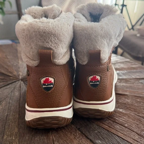 Pajar Canada Giselle Waterproof Leather Snow Boots Fur Lined Brown - Picture 5 of 11
